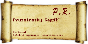 Pruzsinszky Regő névjegykártya